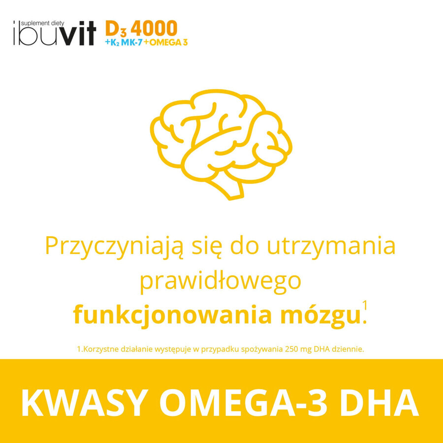 Ibuvit D3 4000 + K2 MK-7 Omega 3, 30 cápsulas blandas