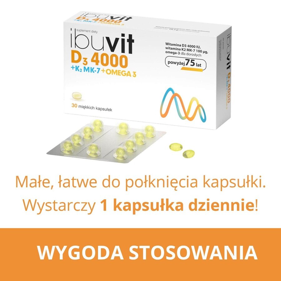 Ibuvit D3 4000 + K2 MK-7 Omega 3, 30 cápsulas blandas