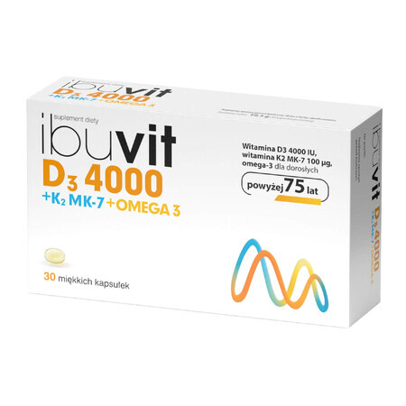 Ibuvit D3 4000 + K2 MK-7 Omega 3, 30 cápsulas blandas