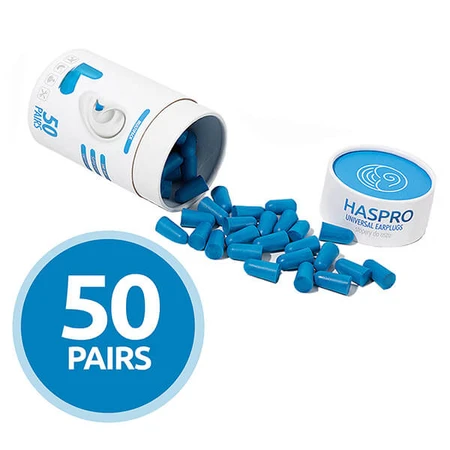 Tubo Haspro, tapones para los oídos, azul, 100 unidades