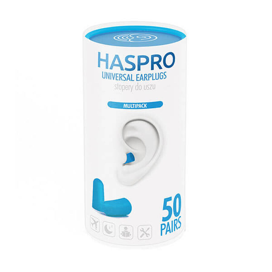 Haspro Tube, Earplugs, Blue, 100 pcs