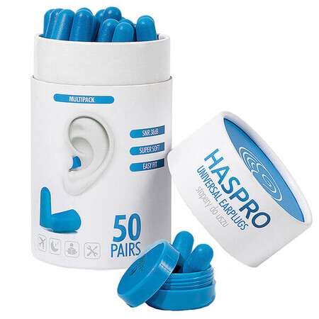 Haspro Tube, Earplugs, Blue, 100 pcs