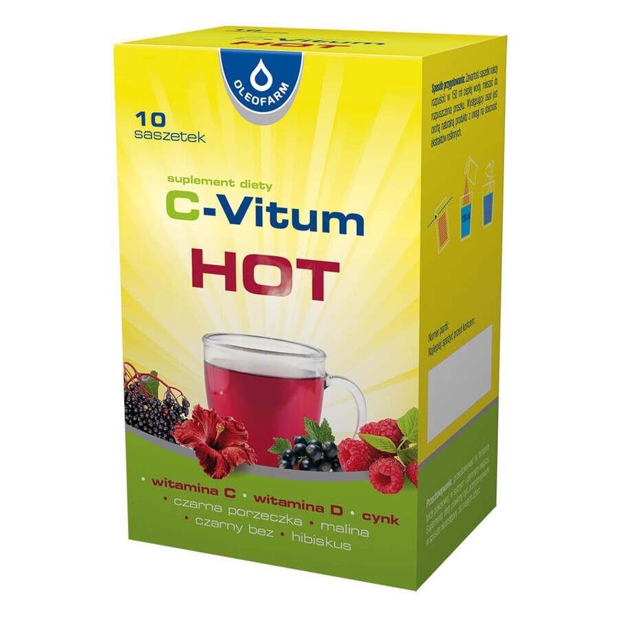 C-Vitum Hot, vitamine C + vitamine D + zink, 10 zakjes