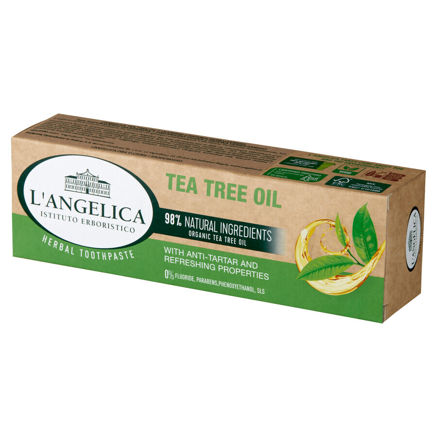 L'Angelica, Pasta de dientes con aceite de árbol de té, 75 ml