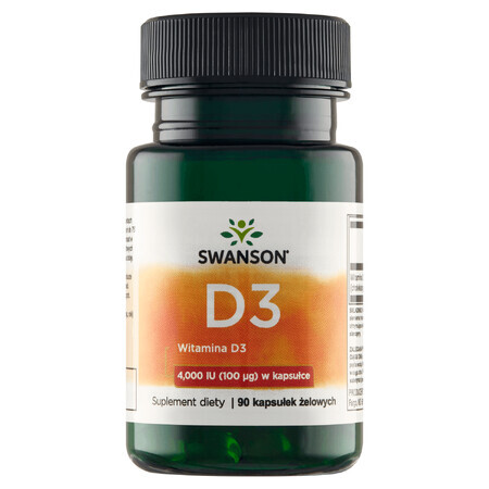 Swanson D3, vitamina D 4000 UI, 90 cápsulas de gel