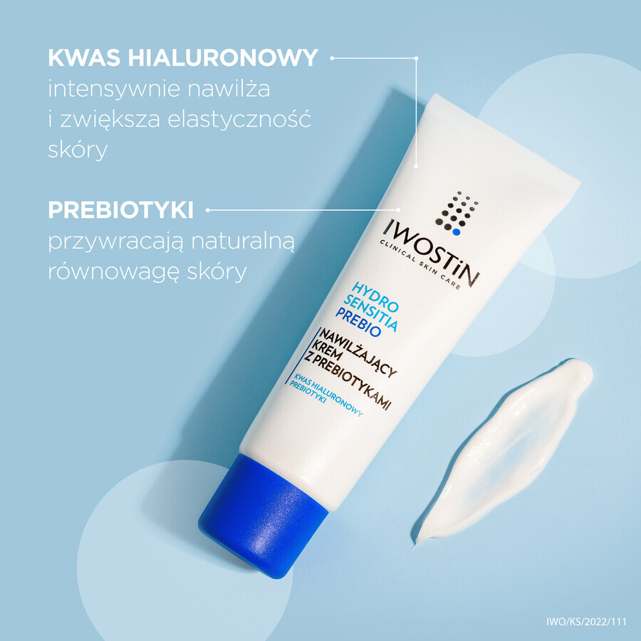 Iwostin Hydro Sensitia Prebio, crema hidratante con prebióticos, piel sensible, seca y muy seca, 50 ml