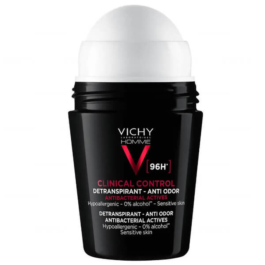 Vichy Homme Clinical Control, antitranspirante roll-on para hombre, protección 96 horas, 50 ml