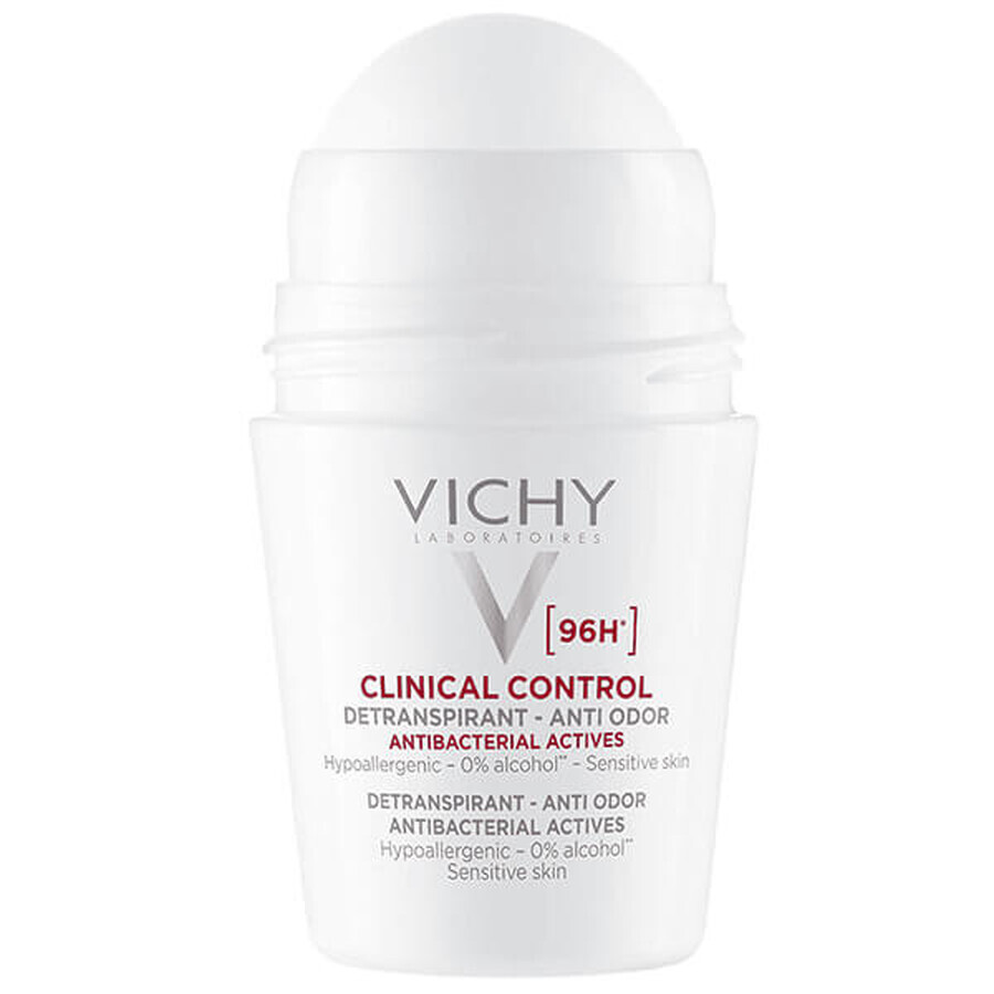 Vichy Clinical Control, antitranspirante roll-on para mujer, protección 96 horas, 50 ml