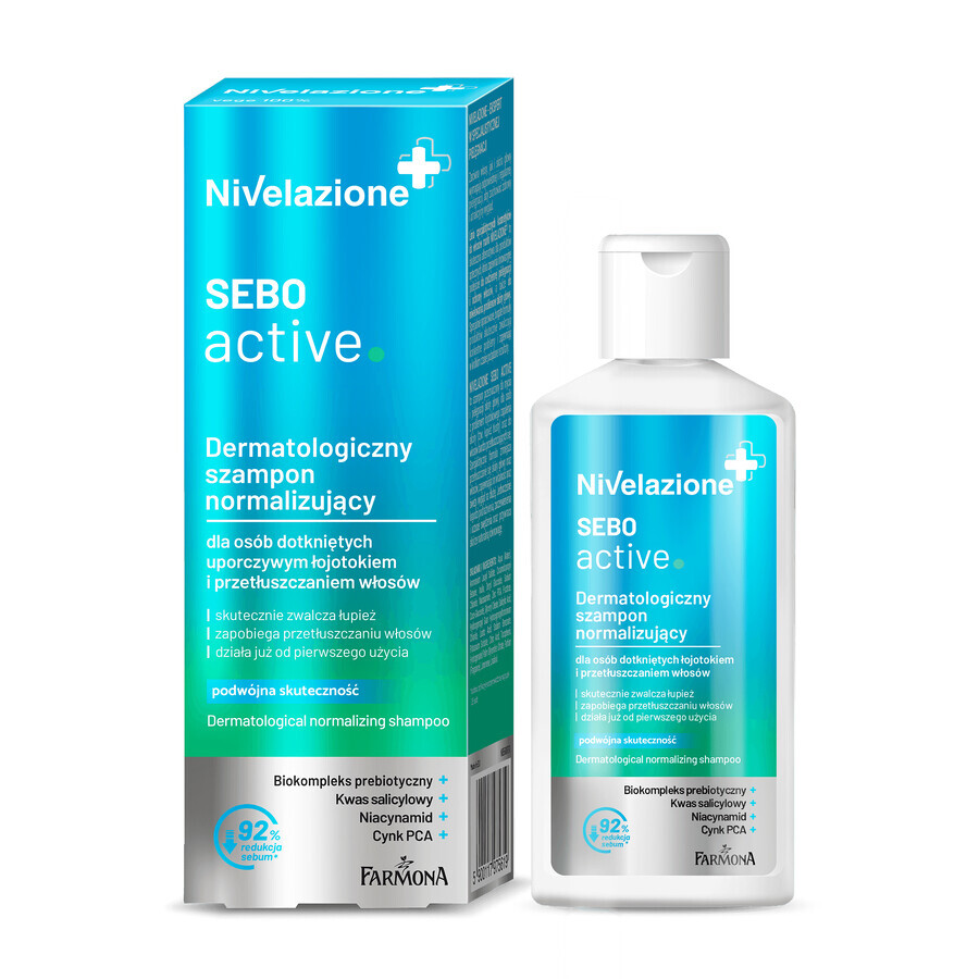 Nivelazione, Sebo Active, dermatologisch normalisierendes Shampoo, für Menschen mit anhaltender Seborrhoe und fettigem Haar, 100 ml