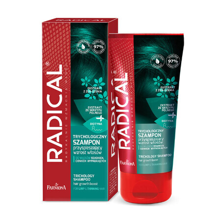 Farmona Radical, champú tricológico que acelera el crecimiento del cabello, 200 ml