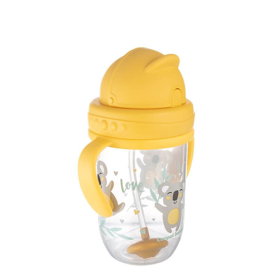 Canpol Babies, vasito con tubo y peso, Animales exóticos, amarillo, 56/606, a partir de 6 meses, 270 ml