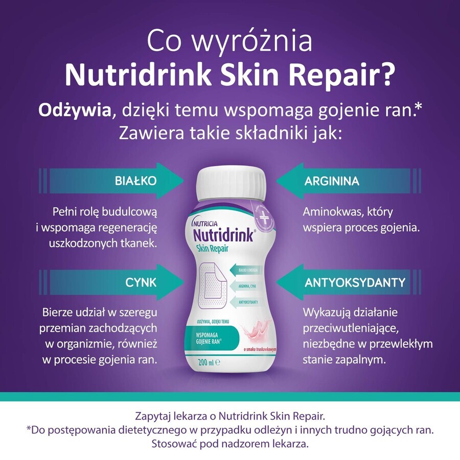 Nutridrink Skin Repair, sabor fresa, 4 x 200 ml