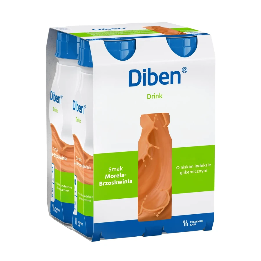 Bebida Diben, preparado nutricional, sabor albaricoque-melocotón, 4 x 200 ml