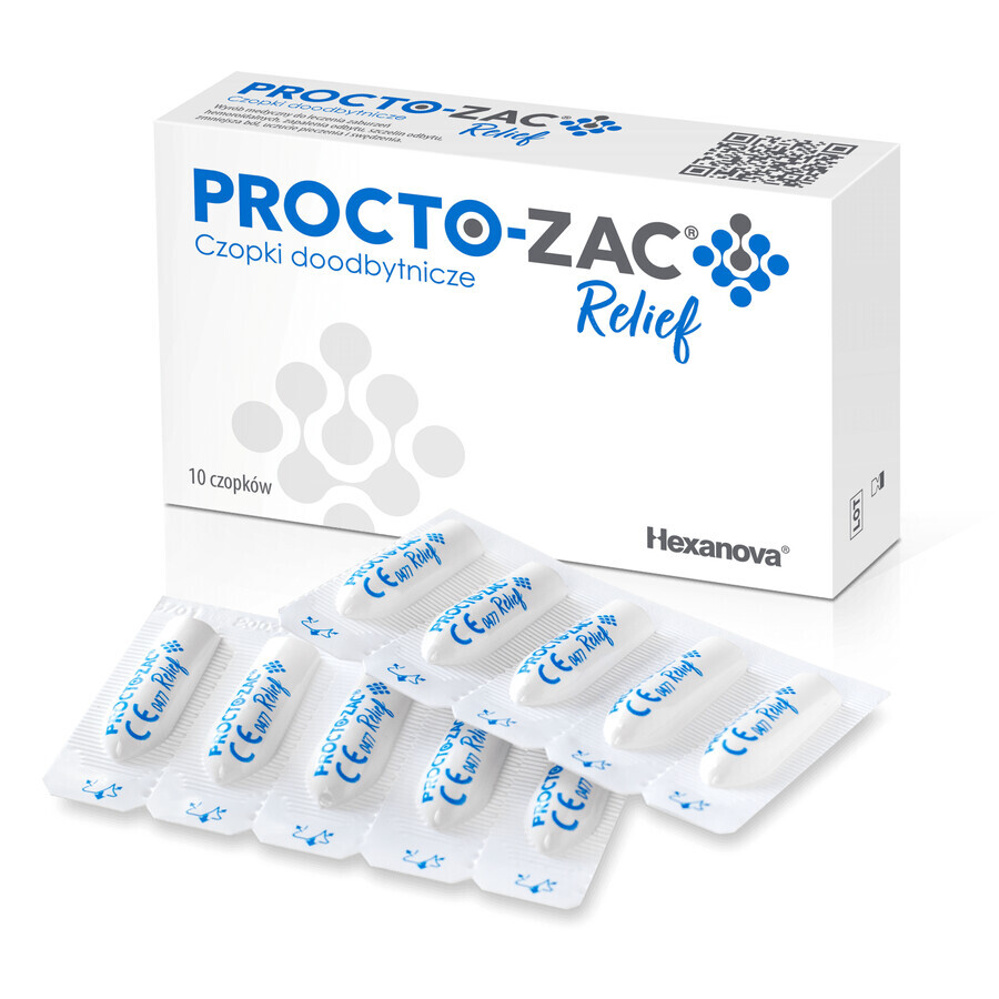 Procto-Zac Relief, supositorios rectales, 10 unidades