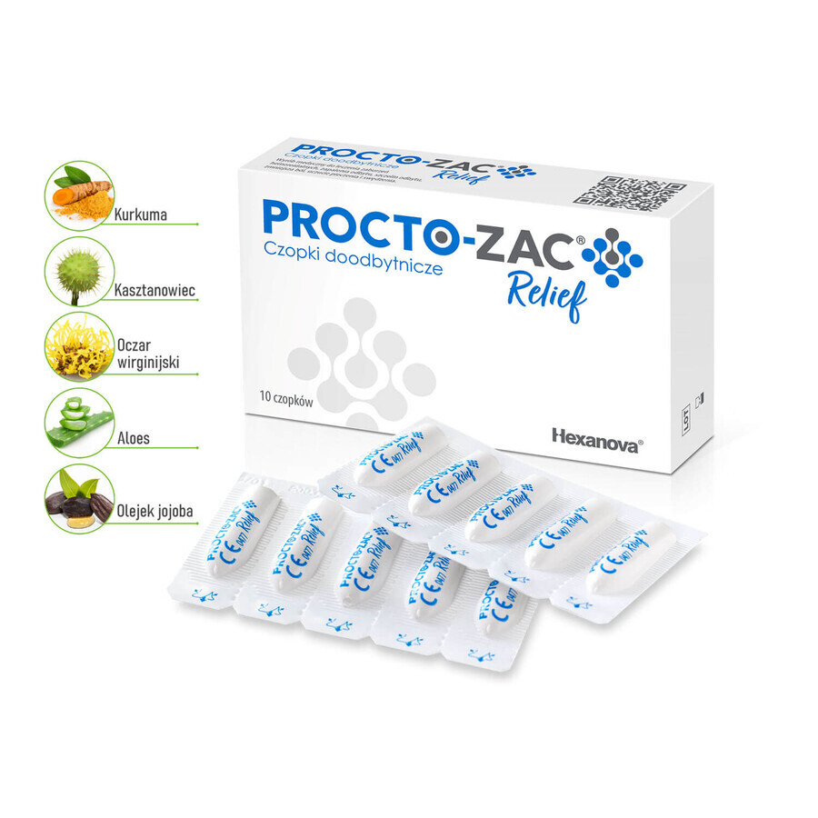 Procto-Zac Relief, supositorios rectales, 10 unidades