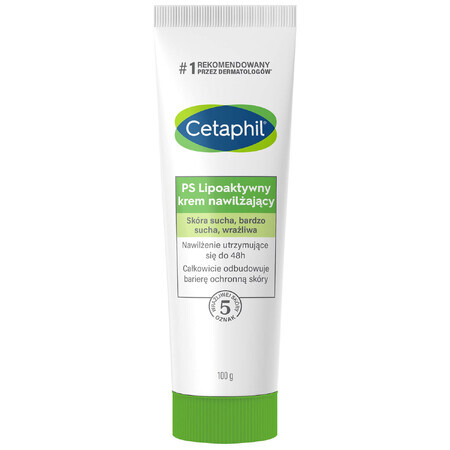 Cetaphil PS, crema hidratante lipoactiva, pieles secas, muy secas y sensibles, 100 g