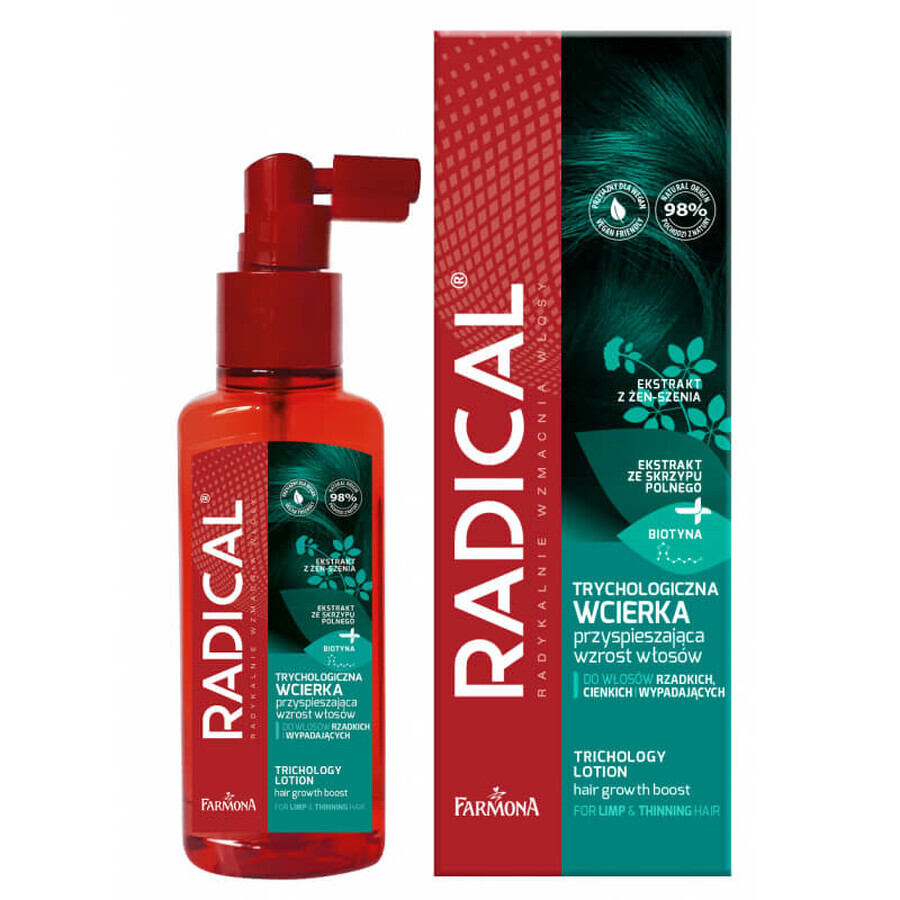 Farmona Radical, loción tricológica que acelera el crecimiento del cabello, cabello escaso, fino y con caída, 100 ml