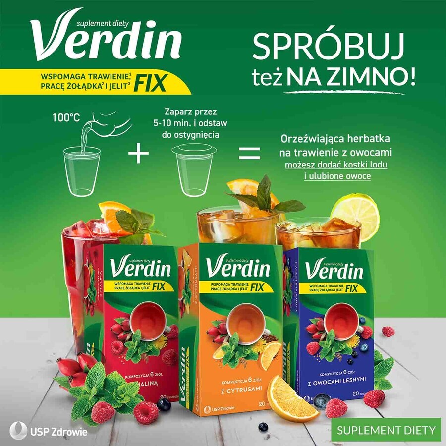 Verdin Fix con frutas del bosque, 20 bolsitas