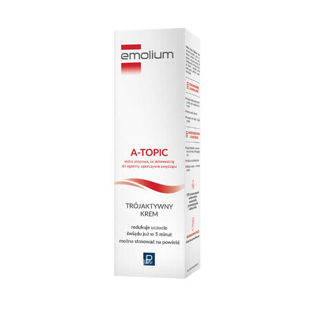 Emolium A-Topic, triaktive Creme für atopische, trockene und anhaltend juckende Haut, ab 1 Monat, 50 ml.