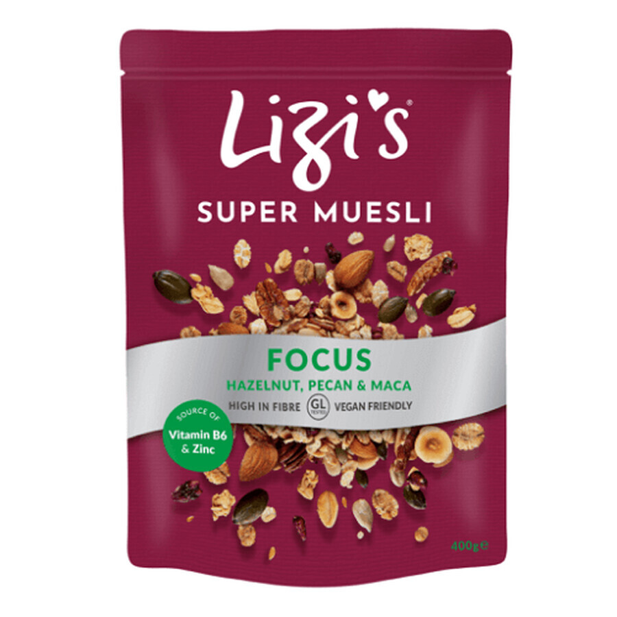 Musli con avellanas, almendras y nueces Focus, 400 g, Lizi's