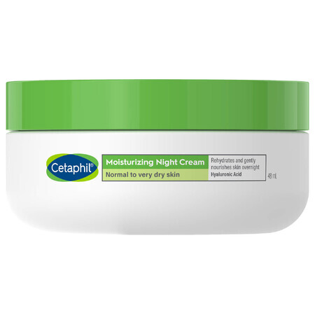 Cetaphil, crema facial hidratante con ácido hialurónico, noche, 48 ml