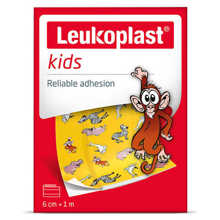 Leukoplast Kids, esparadrapo para niños, impermeable, 6 cm x 1 m, 1 pieza