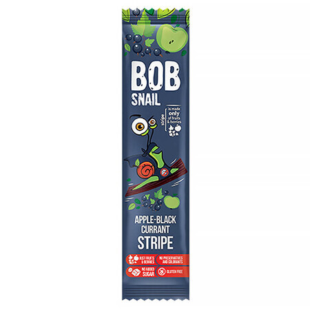 Bob Snail Stripe Snack de frutas, manzana, grosella negra, 14 g