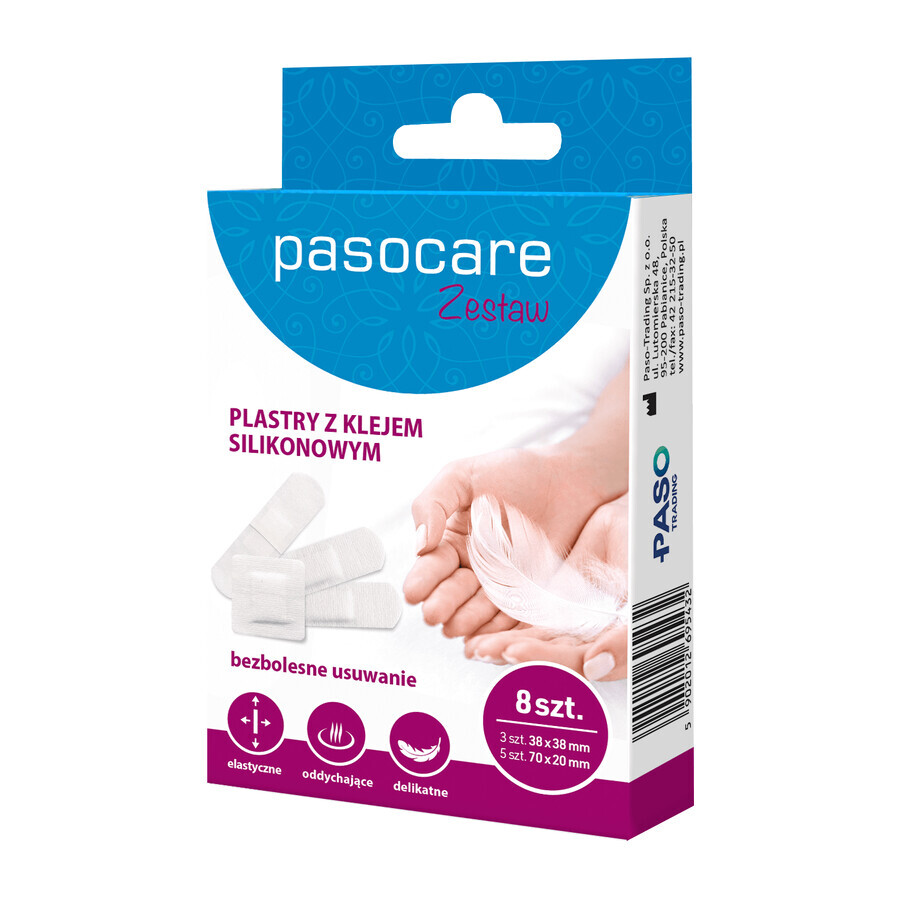 Pasocare, tiritas adhesivas de silicona, con apósito, 8 piezas