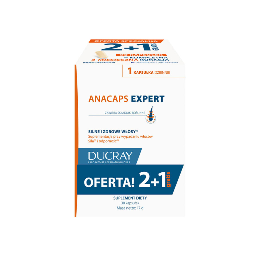 Ducray Anacaps Expert set, 2 x 30 cápsulas + 30 cápsulas de regalo