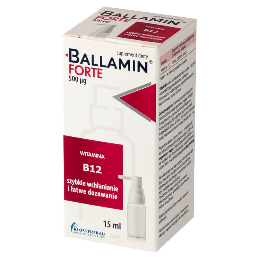 Ballamin Forte, vitamina B12 500 µg, spray oral, 15 ml