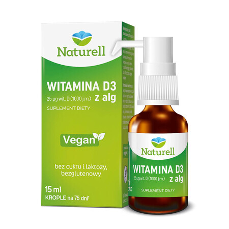 Naturell Vitamin D3 aus Algen 1000 IU, Tropfen, 15 ml