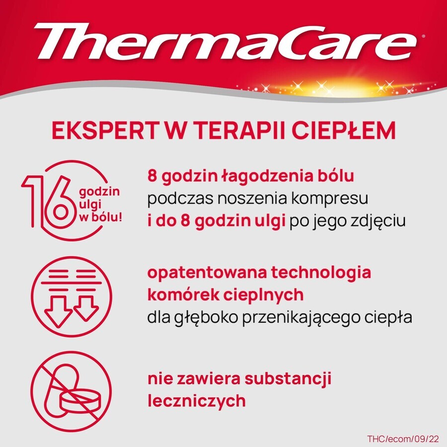 ThermaCare, heating compresses for the back and hips, 4 pieces