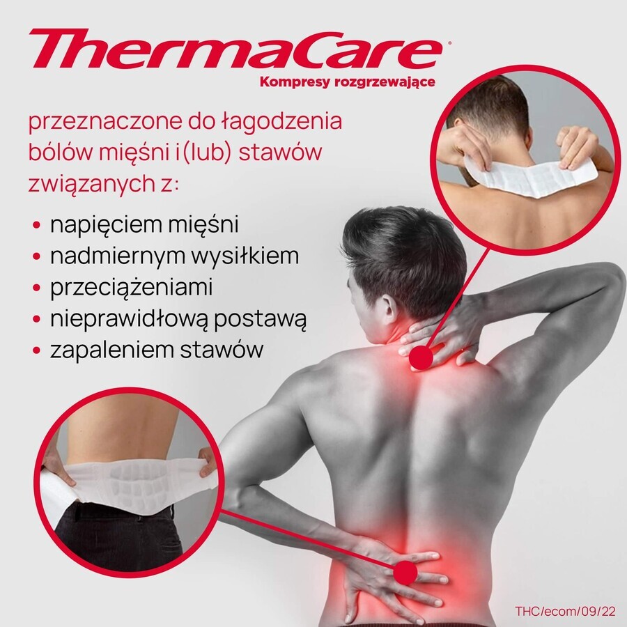 ThermaCare, heating compresses for the back and hips, 4 pieces