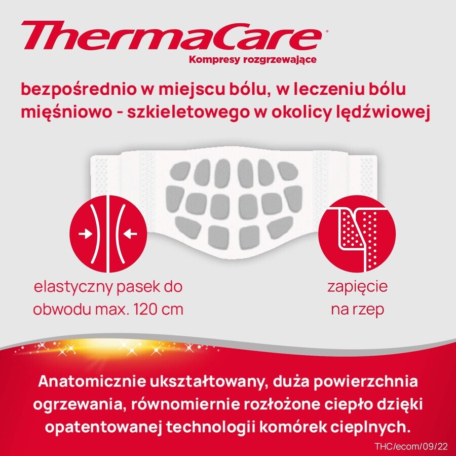 ThermaCare, heating compresses for the back and hips, 4 pieces