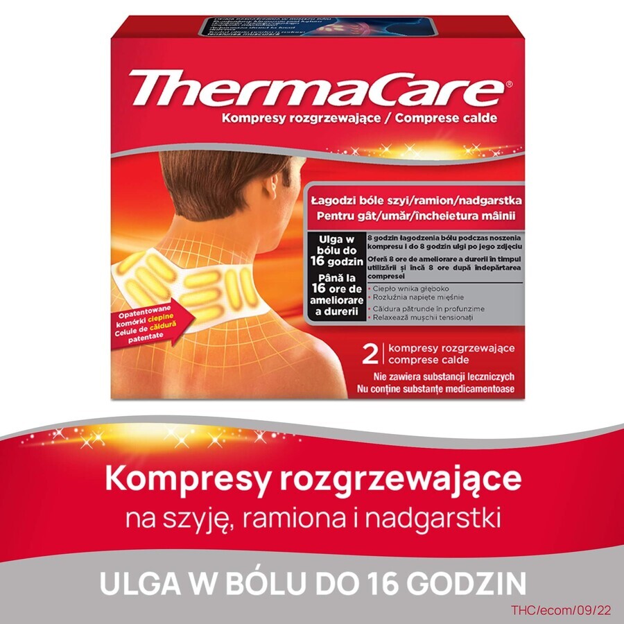 ThermaCare, compresas calientes para cuello, hombros, muñecas, 2 piezas