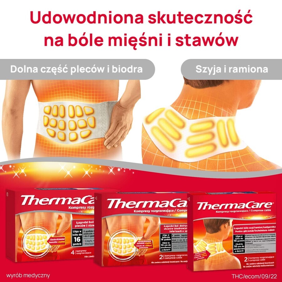 ThermaCare, compresas calientes para cuello, hombros, muñecas, 2 piezas