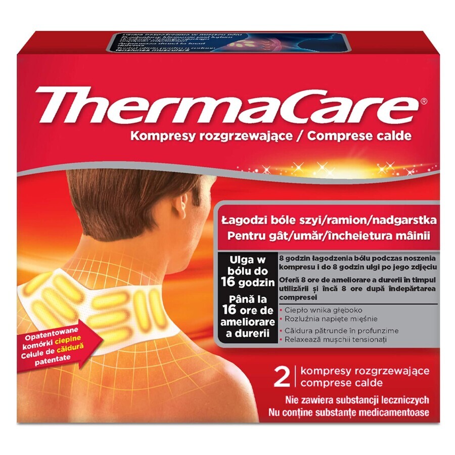 ThermaCare, compresas calientes para cuello, hombros, muñecas, 2 piezas