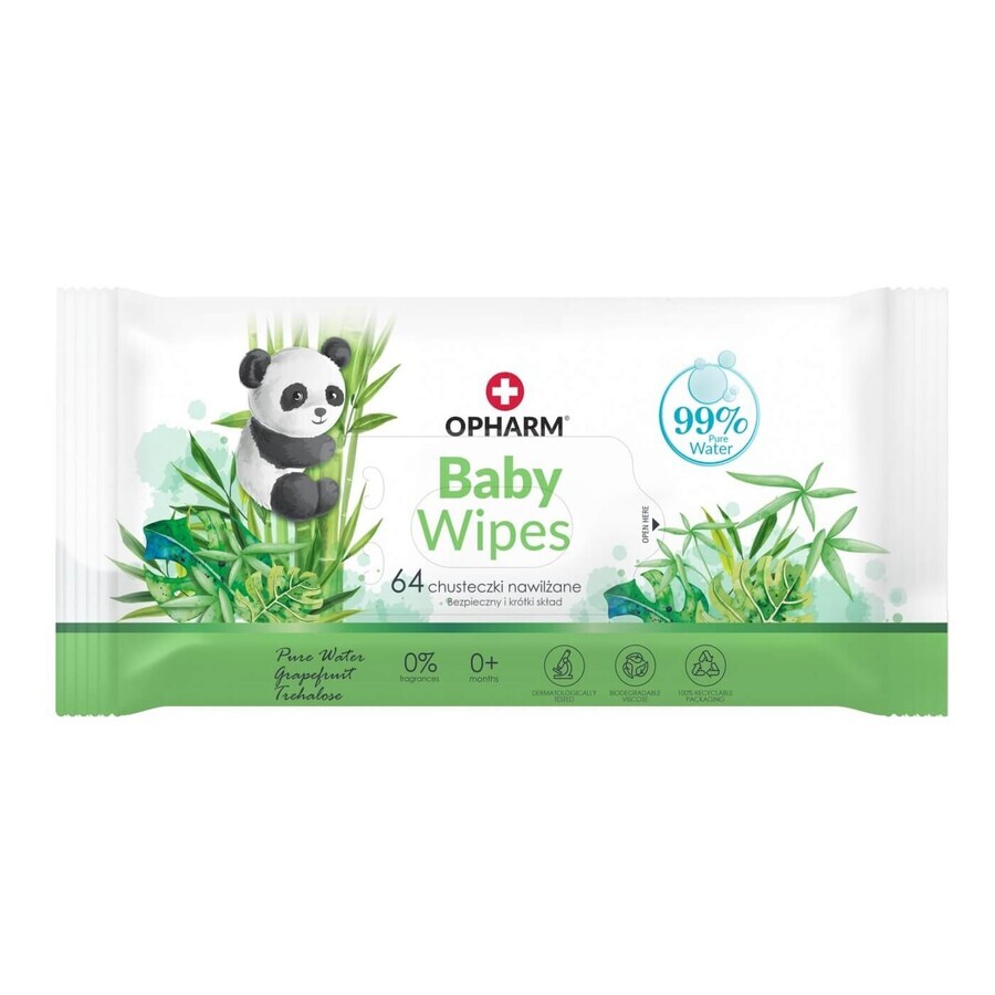 Opharm Baby Wipes, wet wipes, 99% water, 64 pieces