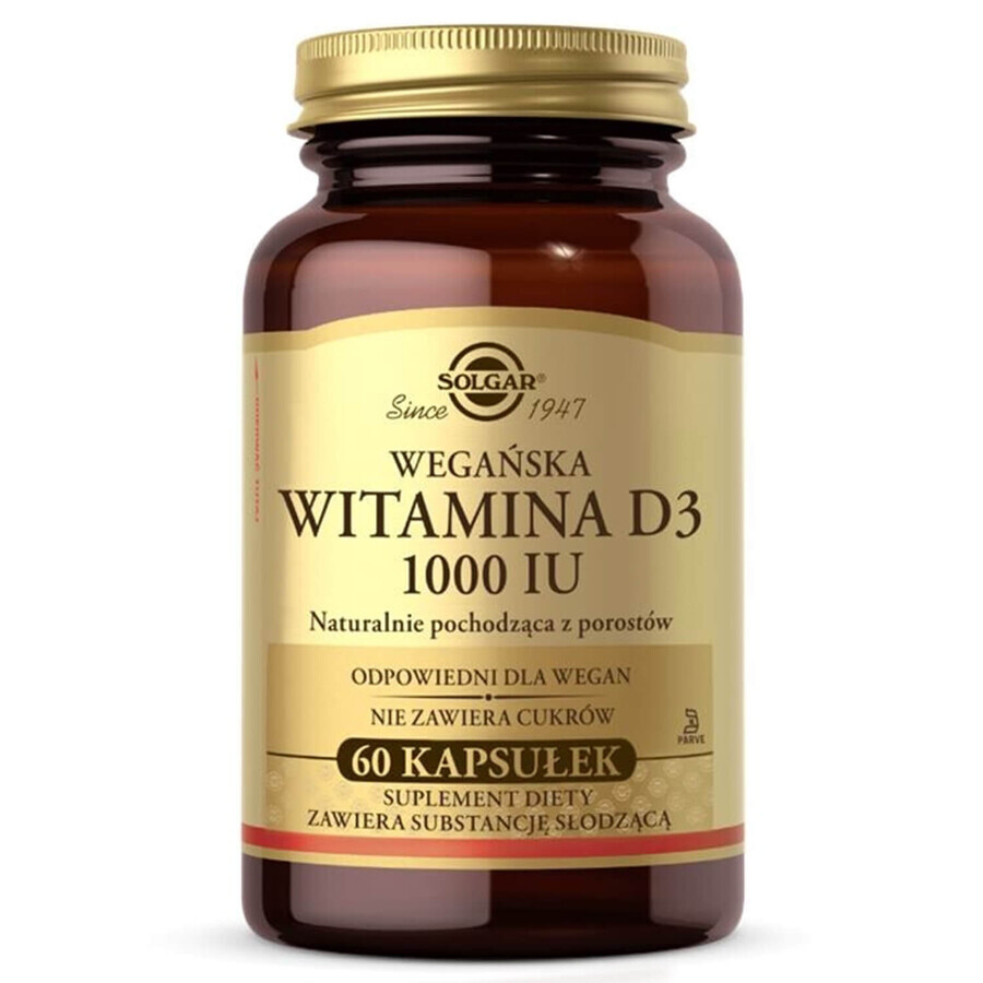 Solgar Vegan Vitamine D3 1000 IE, 60 capsules