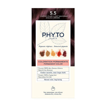 Phyto Phytocolor, vopsea de păr permanentă, 5.5 maro mahon deschis, 50 ml