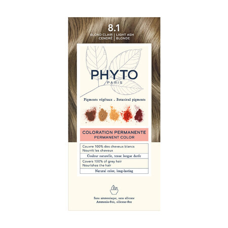 Phyto Phytocolor, tinte permanente para el cabello, 8.1 rubio claro ceniza, 50 ml