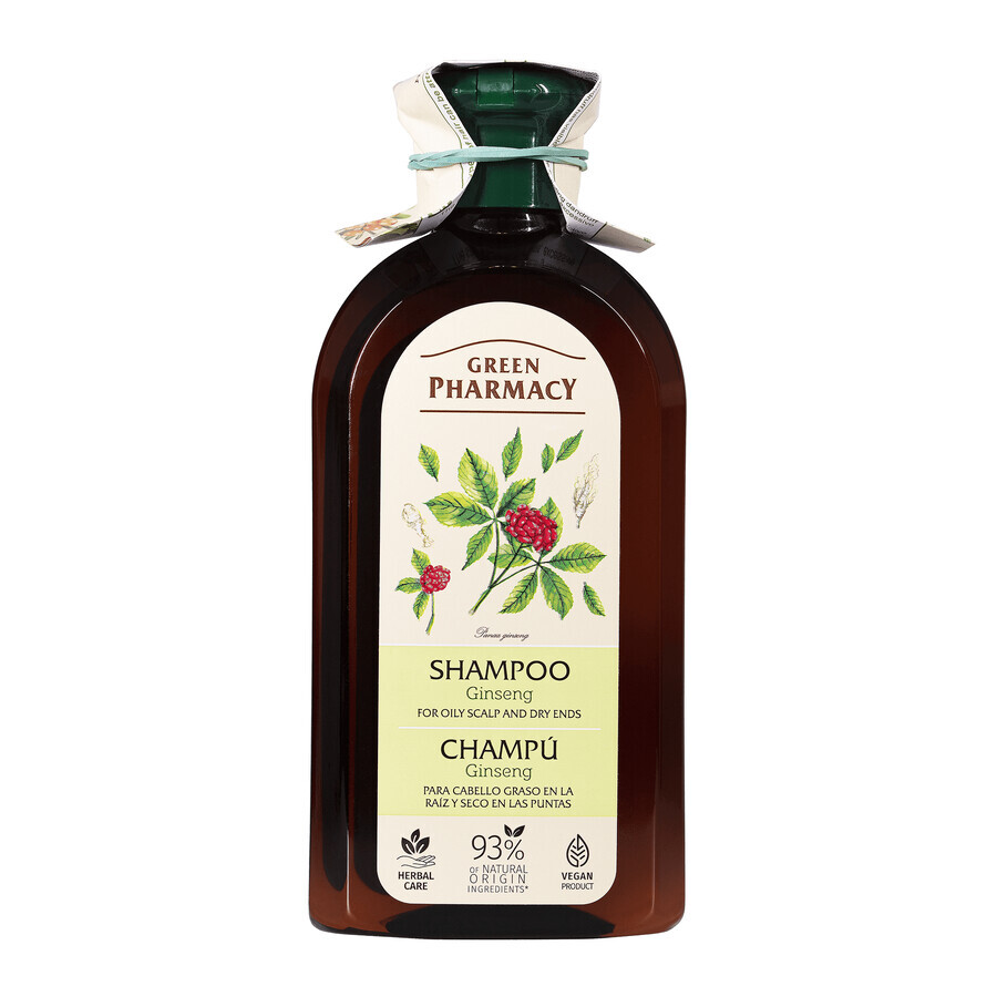 Green Pharmacy, shampoo for oily hair at the base and dry hair at the ends, ginseng, 350 ml