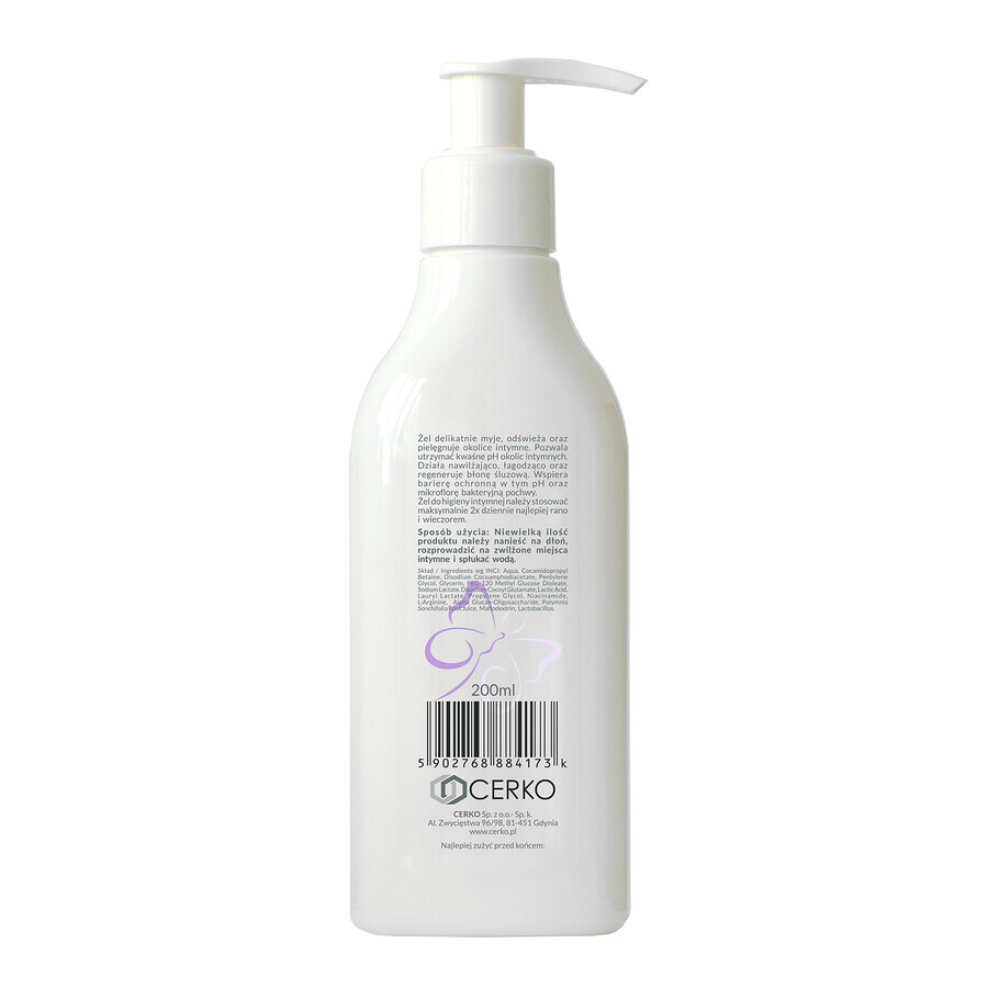 Cerkopil, gel hipoalergénico para la higiene íntima, pieles sensibles y atópicas, 200 ml