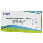 CorDx Influenza A/B + COVID-19/RSV Combo Ag, prueba de antígeno para 4 virus, 1 pieza