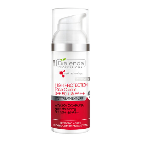 Bielenda Cuidado post-tratamiento, crema facial, FPS 50+, 50 ml