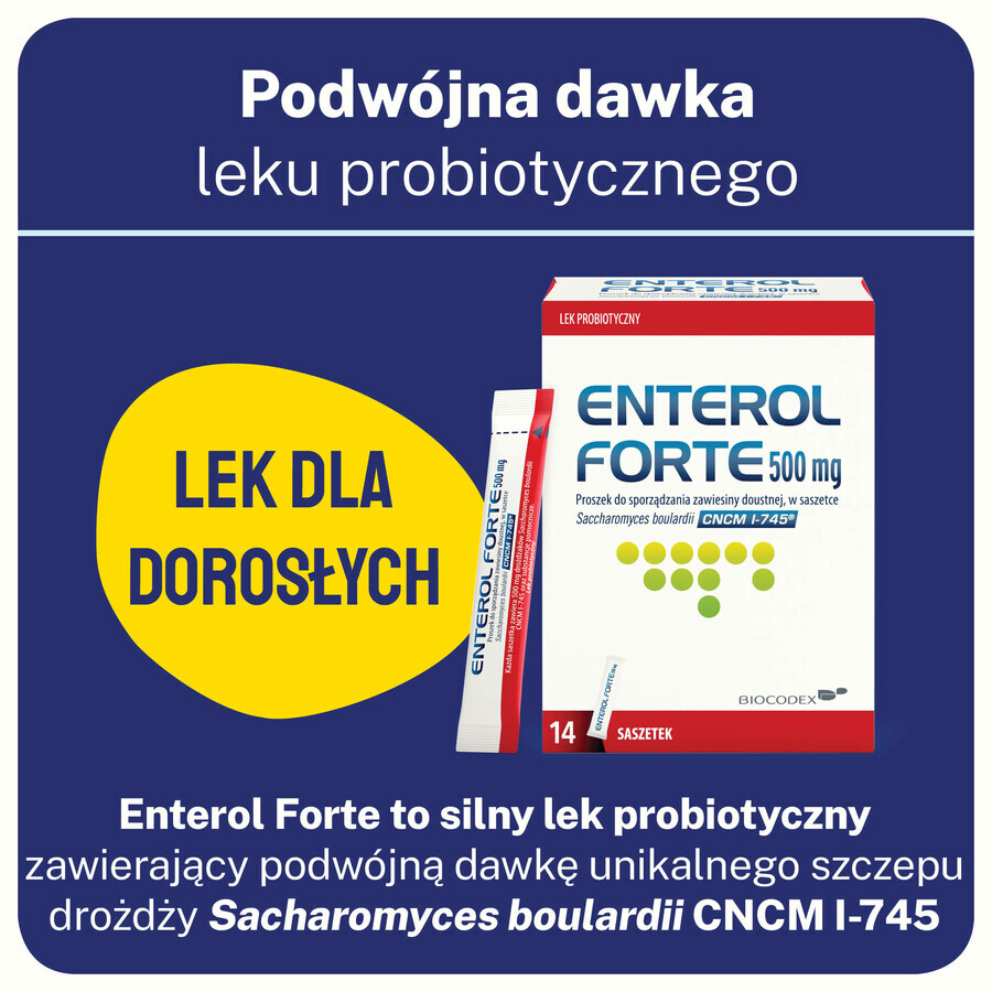 Enterol Forte 500 mg, 14 sobres