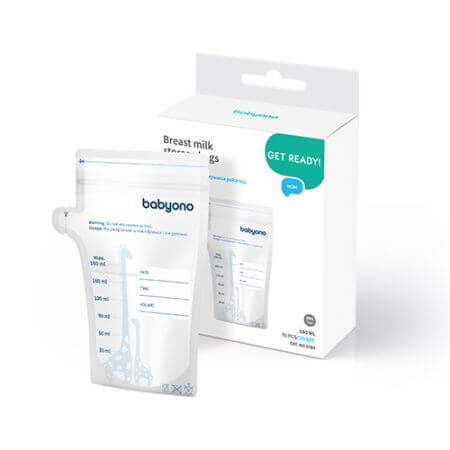 BabyOno, bolsas para guardar alimentos, 180 ml x 30 piezas