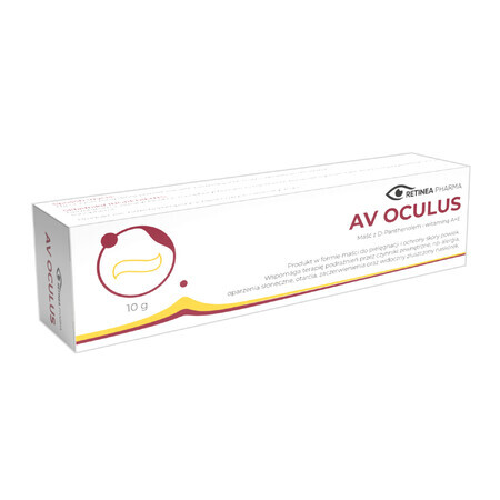 Av Oculus, pomada con D-pantenol y vitamina A+E para el cuidado y protección de la piel de los párpados, 10 g