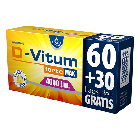 D-Vitum Forte Max 4000 UI, 60 cápsulas + 30 cápsulas gratis