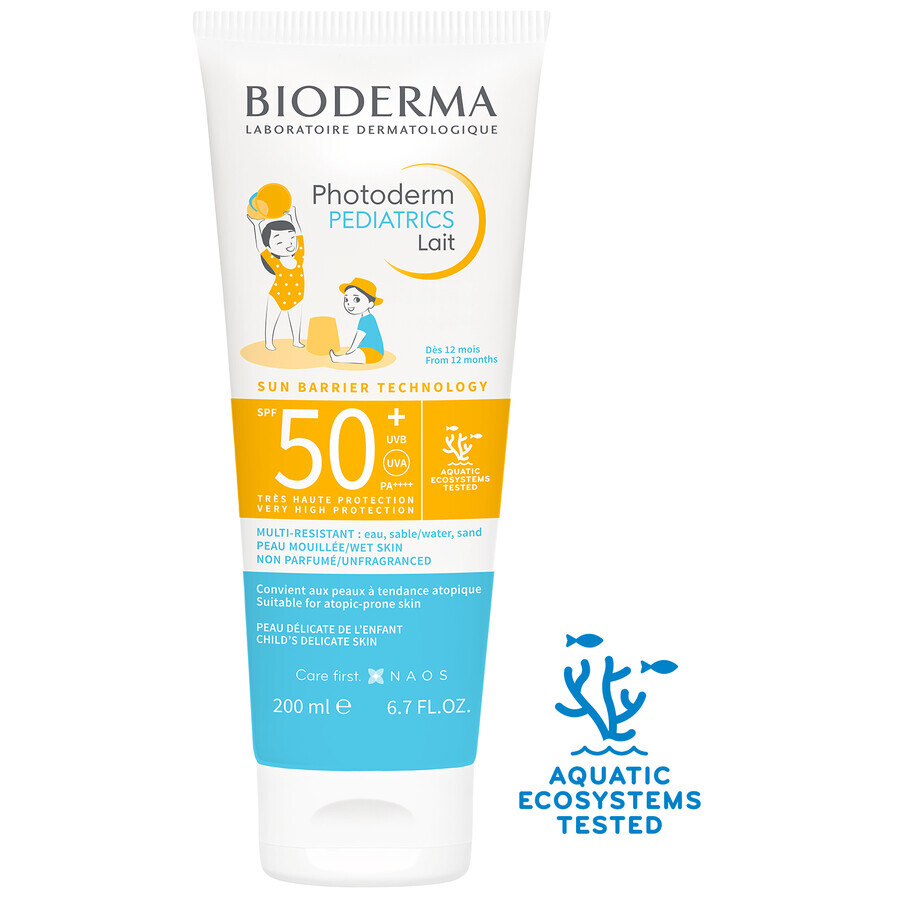 Bioderma Photoderm Pediatrics, leche protectora para niños, SPF 50+, a partir de 1 año, 200 ml